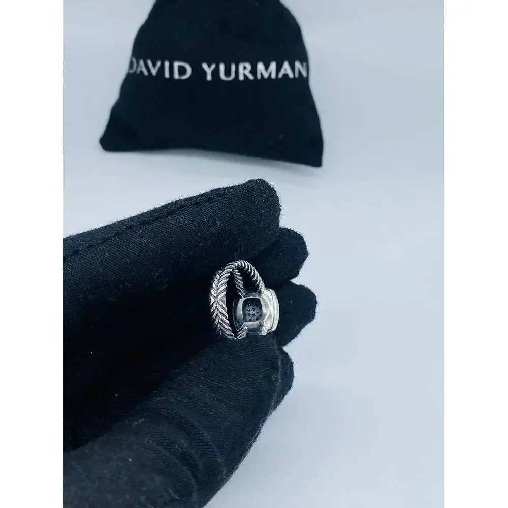 David Yurman Sterling Silver petite Albion w/diamonds ring Size 7
